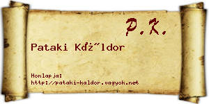 Pataki Káldor névjegykártya